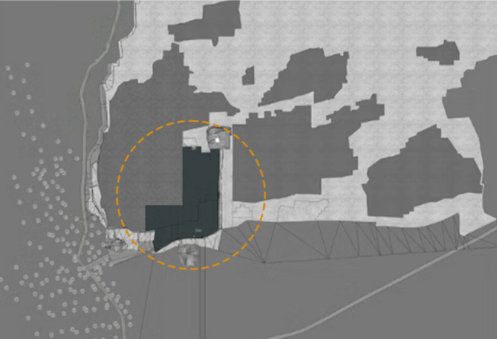 Site diagram locating the museum intervention within the excavated Sadahalli Quarry.
